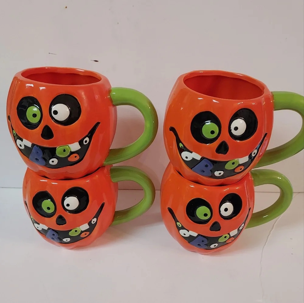 Gibson Home Kookoomon Pumpkin Mug Set of 4